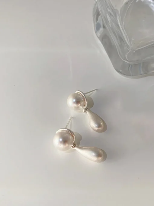 COMMENSE Earrings|Accessories^Pearl Water Drop Charm Earrings Silver