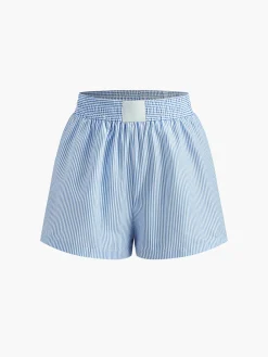 COMMENSE Shorts|Bottoms^Pinstripe Thin Shorts Blue