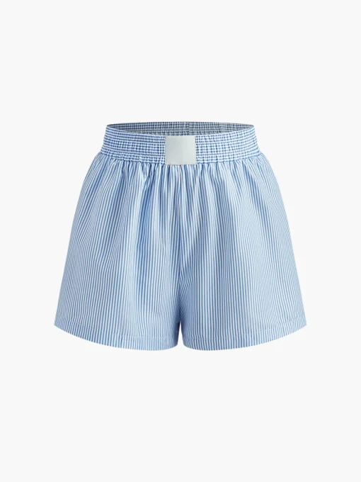 COMMENSE Shorts|Bottoms^Pinstripe Thin Shorts Blue