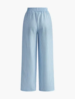 COMMENSE Bottoms^Pinstripe Wide-Leg Long Pants Blue
