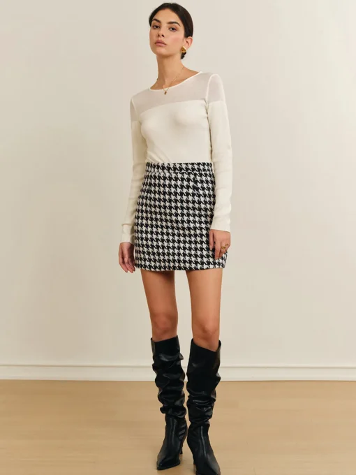 COMMENSE Skirts|Bottoms^Plaid Tweed Mini Skirt Black