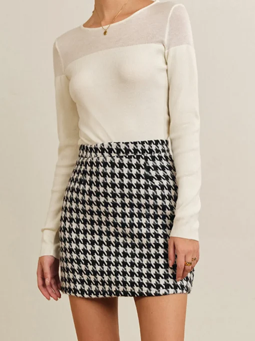 COMMENSE Skirts|Bottoms^Plaid Tweed Mini Skirt Black