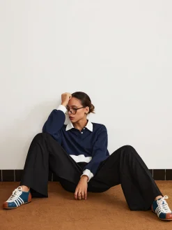 COMMENSE Pants|Bottoms^Plain Drawstring Wide-Leg Pants Black