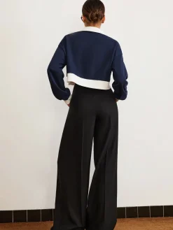COMMENSE Pants|Bottoms^Plain Drawstring Wide-Leg Pants Black