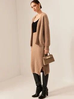 COMMENSE Sweater Tops|Sweaters & Cardigans^Plain Fuzzy Cozy Sweater Co-ords Camel