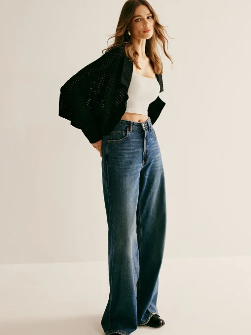COMMENSE Cardigans|Sweaters & Cardigans^Plain Hollow Versatile Cardigan Black