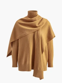 COMMENSE Knitwear|Tops^Plain Mock Neck Three-Piece Sweater Pants Set Khaki