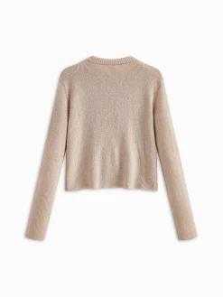 COMMENSE Cardigans|Sweaters & Cardigans^Plain Ribbed Bow Knotted Cardigan Off-White