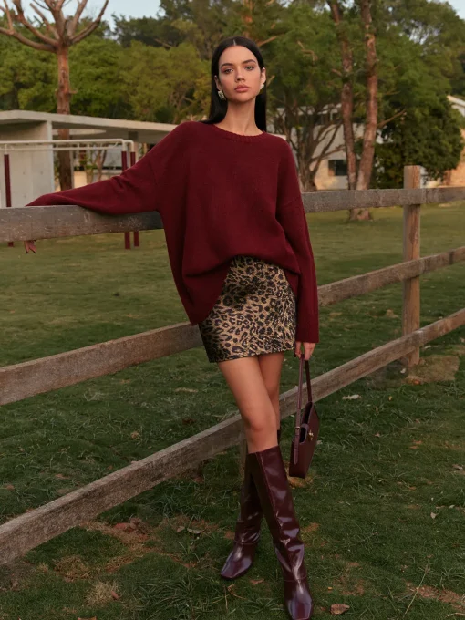 COMMENSE Knitwear|Tops^Plain Shift Sweater With Scarf Red