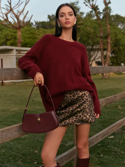 COMMENSE Knitwear|Tops^Plain Shift Sweater With Scarf Red