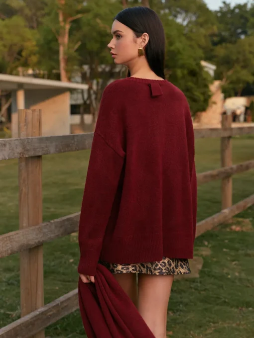 COMMENSE Knitwear|Tops^Plain Shift Sweater With Scarf Red