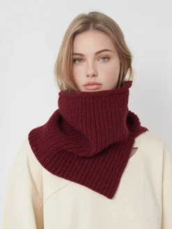 COMMENSE Accessories^Plain Turtleneck Split Windproof Scarf Burgundy