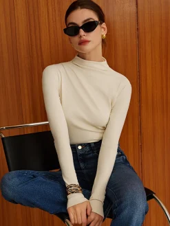 COMMENSE T-shirts|Tops^Plain Warm Jersey Top Off-White