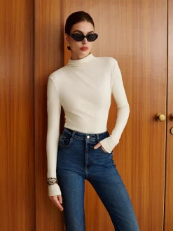 COMMENSE T-shirts|Tops^Plain Warm Jersey Top Off-White