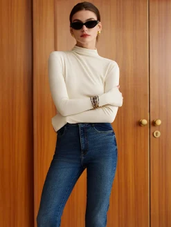 COMMENSE T-shirts|Tops^Plain Warm Jersey Top Off-White