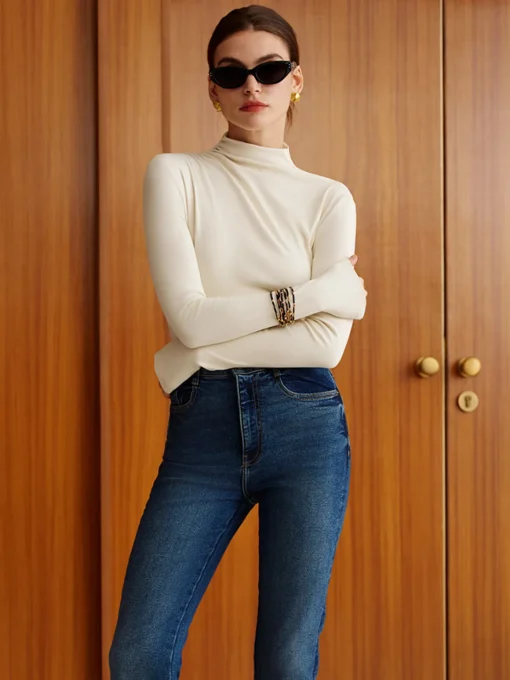 COMMENSE T-shirts|Tops^Plain Warm Jersey Top Off-White