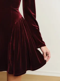 COMMENSE Casual Dresses|Work Dresses^Pleated Panel Velvet Dress Fuchsia