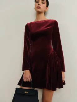 COMMENSE Casual Dresses|Work Dresses^Pleated Panel Velvet Dress Fuchsia