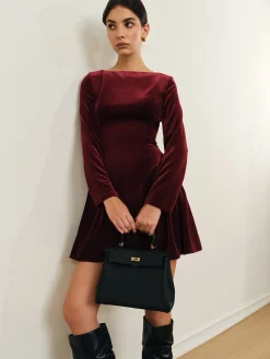 COMMENSE Casual Dresses|Work Dresses^Pleated Panel Velvet Dress Fuchsia
