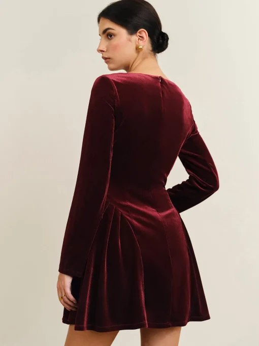 COMMENSE Casual Dresses|Work Dresses^Pleated Panel Velvet Dress Fuchsia