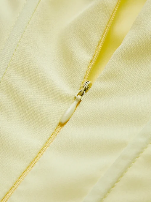 COMMENSE Dresses^Pleated Piping Zipper Tube Dress Yellow
