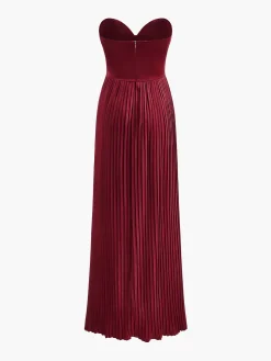 COMMENSE Dresses^Pleated Slim Tube Long Dress Burgundy
