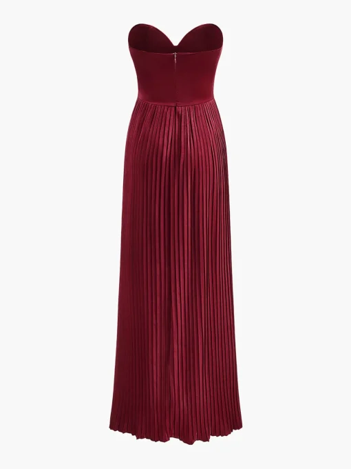 COMMENSE Dresses^Pleated Slim Tube Long Dress Burgundy