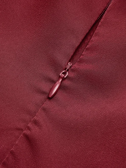 COMMENSE Dresses^Pleated Slim Tube Long Dress Burgundy