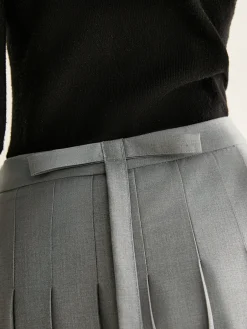 COMMENSE Skirts|Bottoms^Pleated Slit Zipper Skirt Grey