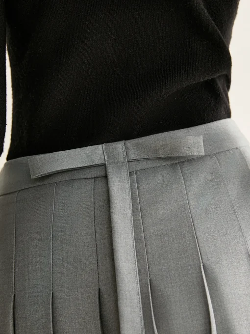 COMMENSE Skirts|Bottoms^Pleated Slit Zipper Skirt Grey