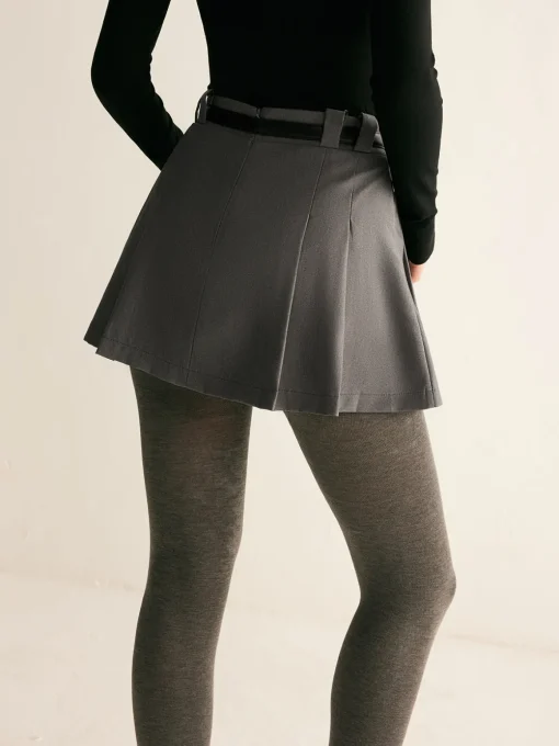 COMMENSE Skirts|Bottoms^Pleated Suit Mini Skirt Without Belt Grey
