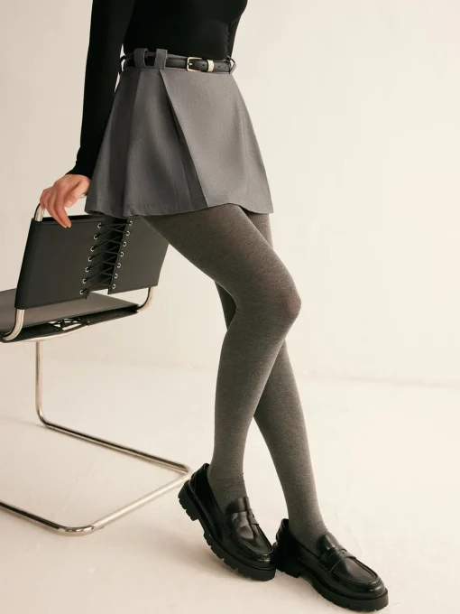 COMMENSE Skirts|Bottoms^Pleated Suit Mini Skirt Without Belt Grey