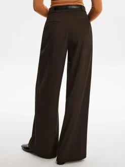 COMMENSE Pants|Bottoms^Pleated Wide-Leg Pants With Belt DarkBrown