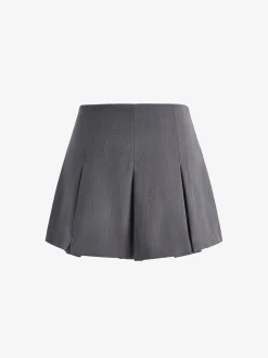 COMMENSE Skirts|Bottoms^Pleated Zipper Mini Skirt Grey