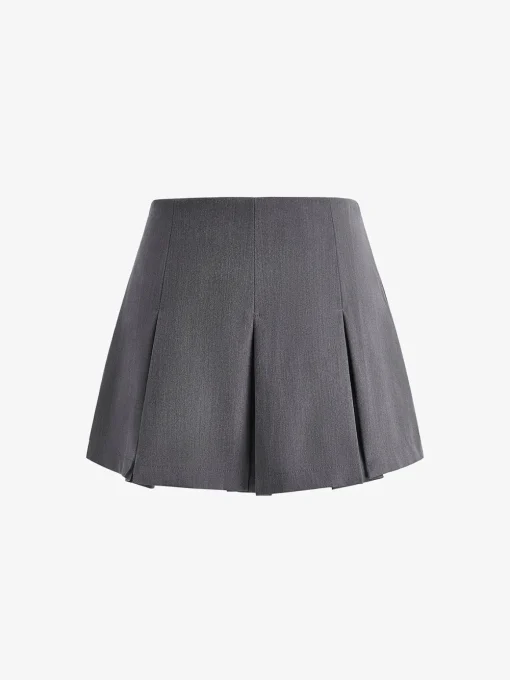 COMMENSE Skirts|Bottoms^Pleated Zipper Mini Skirt Grey