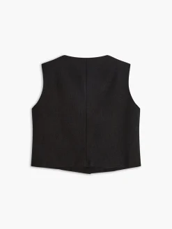 COMMENSE Vests|Outerwear^Pockets Golden Button Vest Black