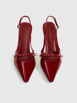 COMMENSE Accessories^Pointed Toe Bow-Decor Slingback Pumps Burgundy
