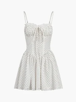 COMMENSE White Dresses|Casual Dresses^Polka Dot Knotted Cami Short Dress White