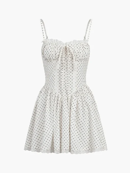 COMMENSE White Dresses|Casual Dresses^Polka Dot Knotted Cami Short Dress White