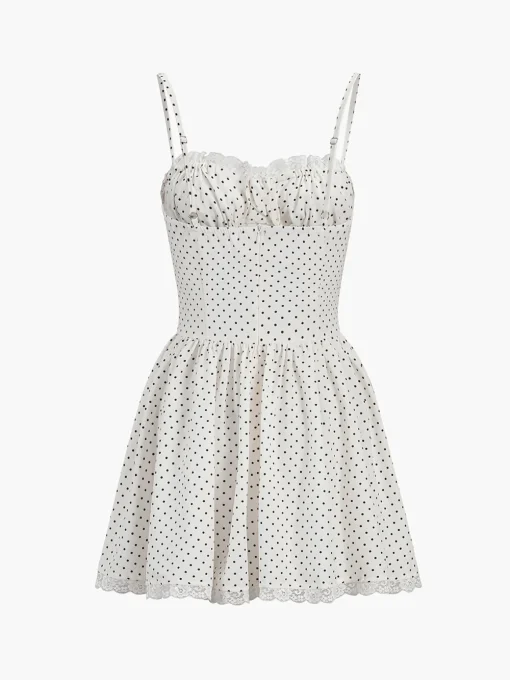 COMMENSE White Dresses|Casual Dresses^Polka Dot Knotted Cami Short Dress White