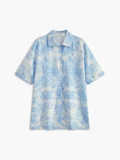 COMMENSE Matching Sets^Print Button Shorts Set Blue