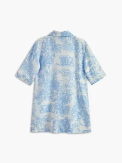 COMMENSE Matching Sets^Print Button Shorts Set Blue