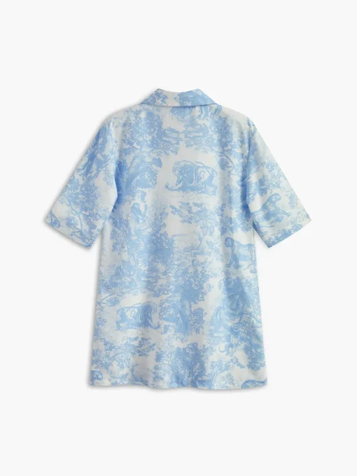 COMMENSE Matching Sets^Print Button Shorts Set Blue