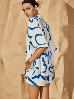 COMMENSE Shorts Sets|Shorts^Print Drawstring Shift Shorts Set Bluewhite