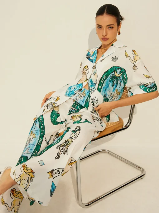 COMMENSE Pants Sets|Matching Sets^Print Pockets Short Sleeve Pants Set Multicolor