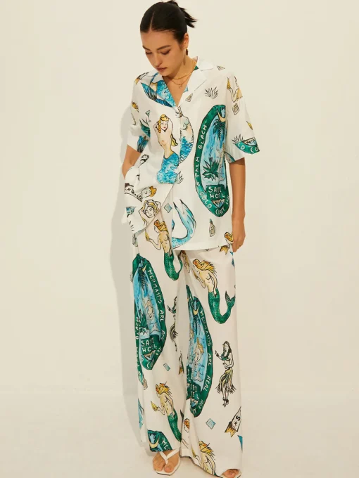 COMMENSE Pants Sets|Matching Sets^Print Pockets Short Sleeve Pants Set Multicolor