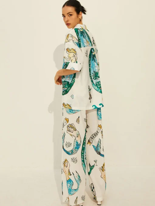 COMMENSE Pants Sets|Matching Sets^Print Pockets Short Sleeve Pants Set Multicolor