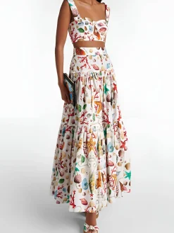 COMMENSE Skirt Sets|Long Sleeve Sets^Printed Pleated Skirt Set Multicolor