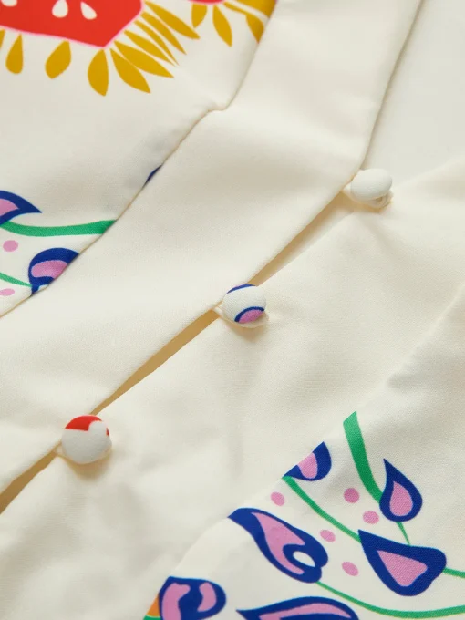 COMMENSE Dresses^Printed V-Neck Lantern Sleeves Short Dress White