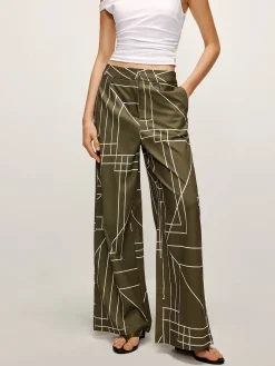 COMMENSE Pants|Matching Sets^Printed Wide-Leg Pants Green